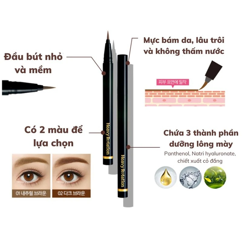 Bút nhuộm lông mày không trôi KISSME Heavy Rotation Tint Liquid Eyebrow 0.4ml