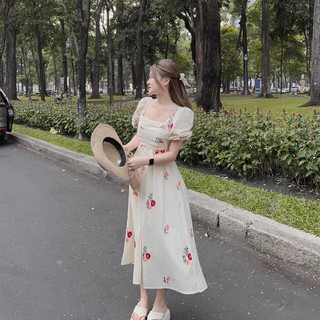 ĐẦM Hoa thiết kế Tay phồng Dáng Xoè Tiểu thư Bánh bèo