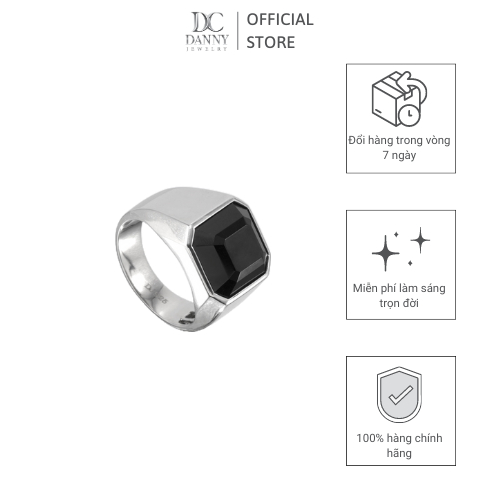 Nhẫn Nam Danny Jewelry Bạc 925 Đính Đá Onyx Xi Rhodium N0001