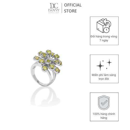 Nhẫn Nữ Danny Jewelry Bạc 925 Xi Rhodium Đính Đá Peridot/CZ SPLRA1020