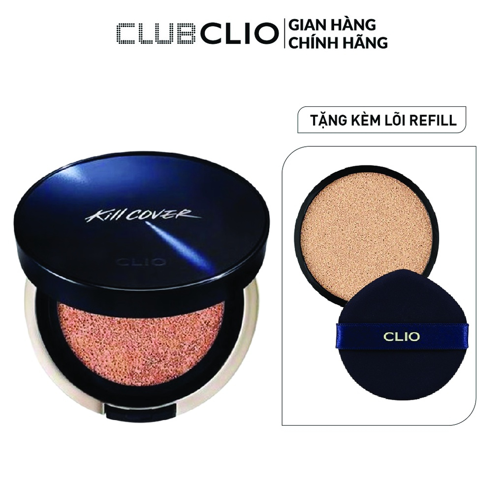 (HSD-T5/24)Combo 2 Phấn Nước Clio Kill Cover Founwear Cushion All New Spf50+ Pa+++ 15G Màu 2.5 (Tặng 1 lõi refill)