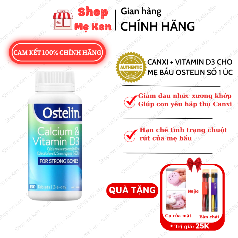 Canxi bầu Ostelin 130 viên Úc, Calcium và vitamin D3cho mẹ bầu ostelin Úc chính hãng