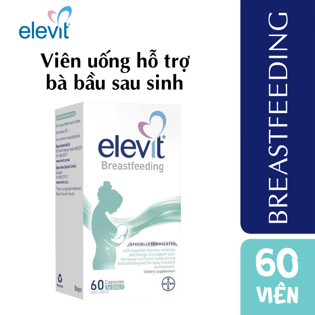 Viên uống bổ sung Elevit sau sinh cho mẹ bầu Bayer Elevit Breastfeeding 60 viên của Úc