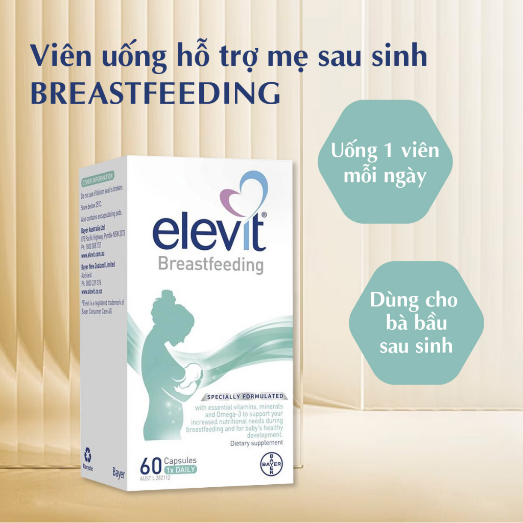 Viên uống bổ sung Elevit sau sinh cho mẹ bầu Bayer Elevit Breastfeeding 60 viên của Úc