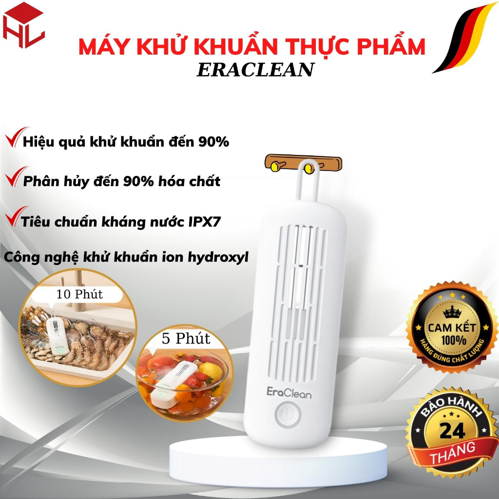 Máy khử khuẩn thực phẩm Eraclean Cao Cấp, Rửa rau quả có thuốc trừ sâu và loại bỏ vi khuẩn 100% trong thực phẩm thịt ,hả