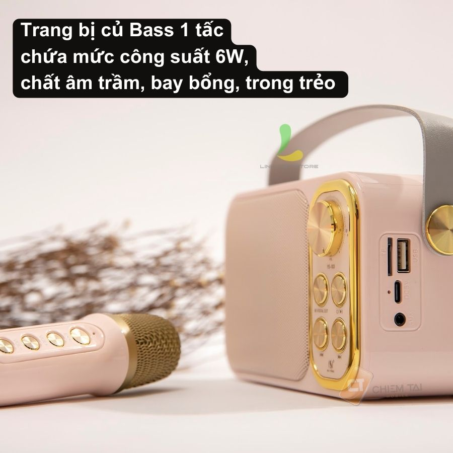 Loa Bluetooth Karaoke HOSAN su-yosd YS103 ( YS-103 ) chất liệu nhựa cao cấp, công suất 6W và micro không dây
