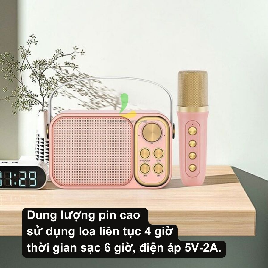 Loa Bluetooth Karaoke HOSAN su-yosd YS103 ( YS-103 ) chất liệu nhựa cao cấp, công suất 6W và micro không dây