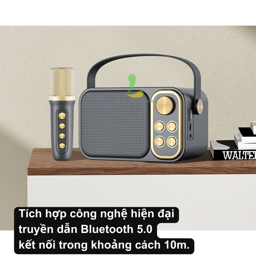 Loa Bluetooth Karaoke HOSAN su-yosd YS103 ( YS-103 ) chất liệu nhựa cao cấp, công suất 6W và micro không dây