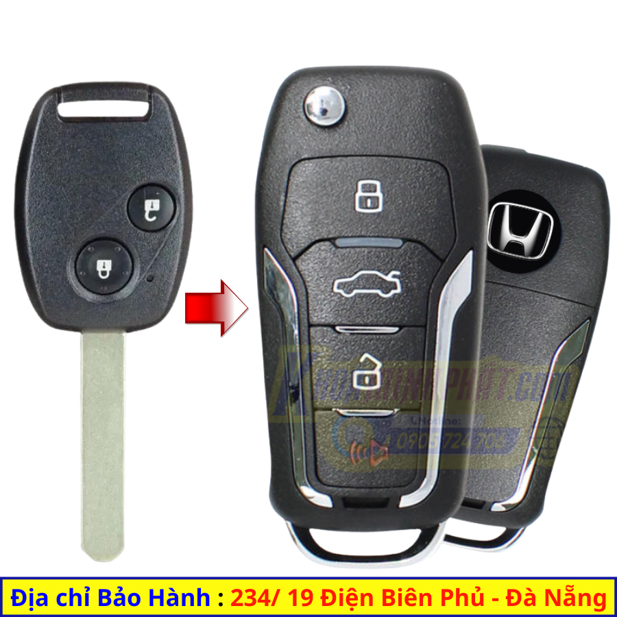Chìa khoá xe Honda CR-V, City, Civic, Accord mẫu độ gập mới V12