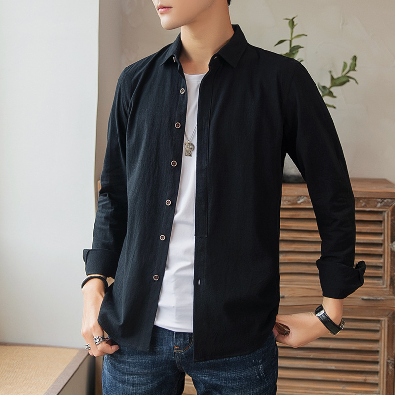 Áo Sơ Mi Dài Tay VICENZO  Thanh Lịch chất liệu cao cấp, Áo Sơ Mi Vải Xốp Trơn Phong Cách Hàn Quốc