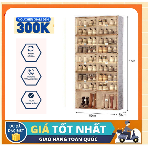 Tủ Nhựa Đựng Giày, Giá Để Giày Dép Tiện Lợi 36 Đôi, Kệ Đa Năng Gấp Gọn, Nắp Nhựa Cứng Trong Suốt, Hộp Giày Cao Cấp