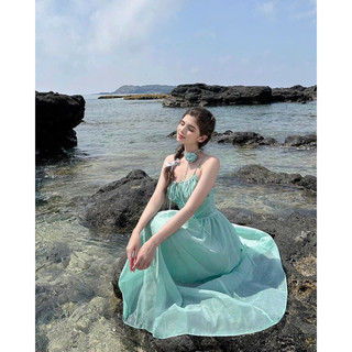Đầm 2 dây ôm body Midi Đầm đi biển kèm vòng cổ Đầm voan [CÓ SẴN]