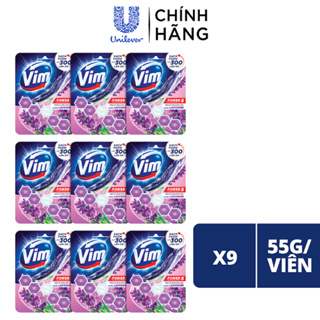 Combo 9 Viên Tẩy Bồn Cầu Vim Power 5 Sạch Khuẩn Thơm Mát Hương Lavender