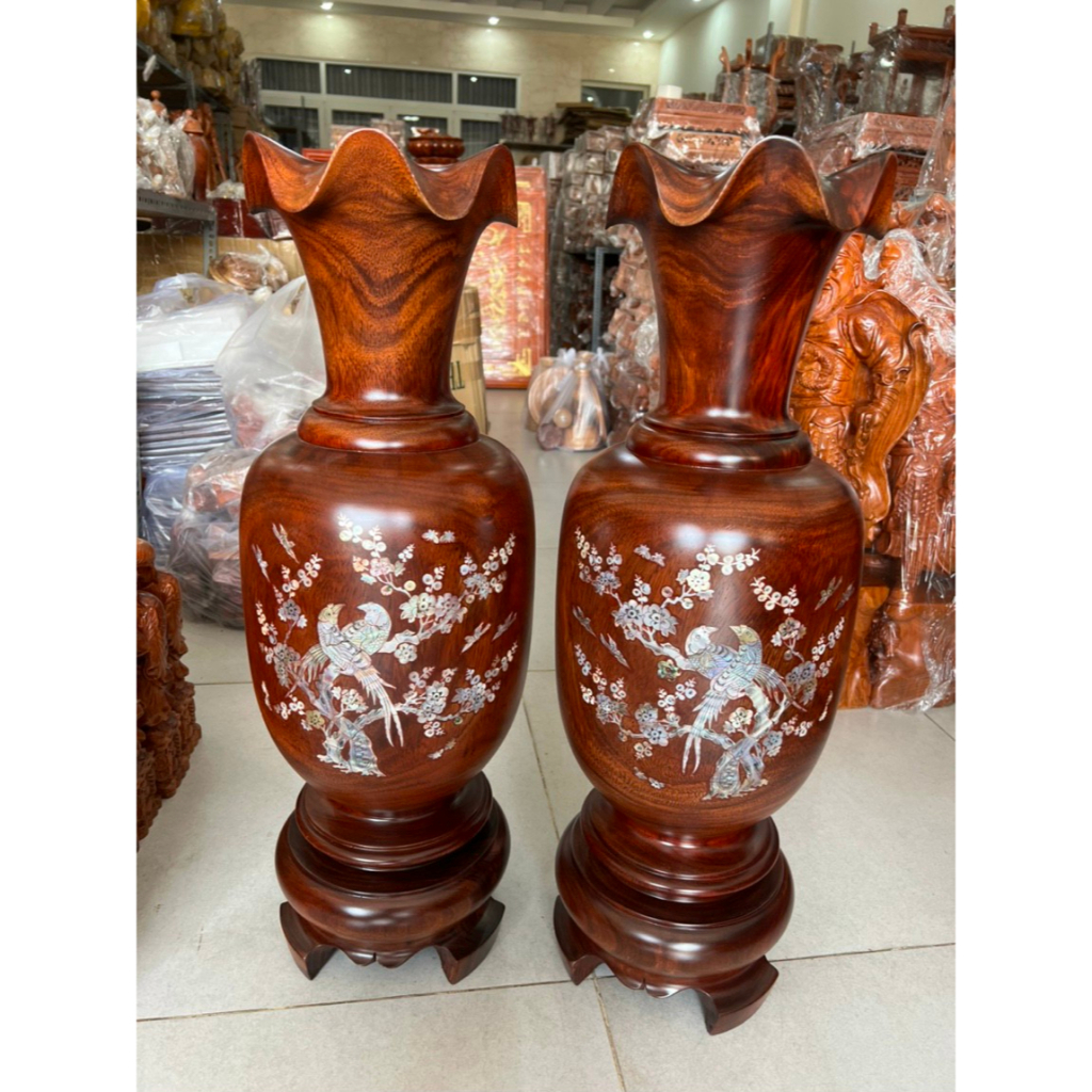 Cặp lục bình gỗ lim cao 60 cm phong thuỷ