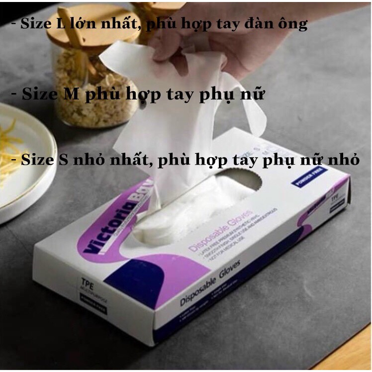 Hộp 100 găng tay Victoria Bay siêu dai chất liệu TPE