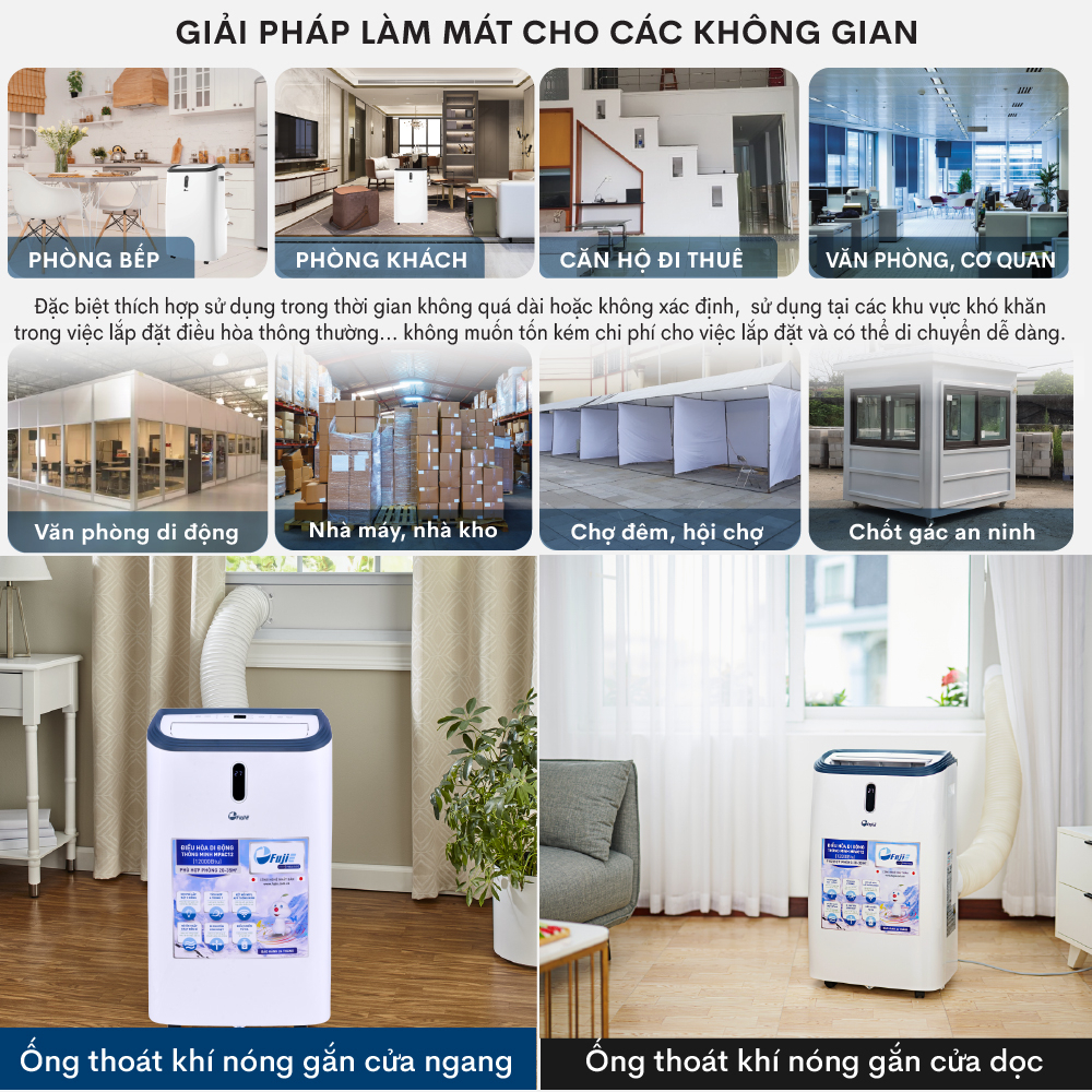 Điều hòa di động FujiE 7000-14000BTU nhập khẩu chính hãng ,giúp làm mát nhanh diện tích làm mát rộng,BH 24 tháng