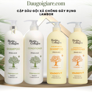 Dầu gội xả Biotin Collagen trắng 1000ml * 2 chống rụng tóc phục hồi sạch gàu kiểm soát dầu chuyên dụng cho SALON
