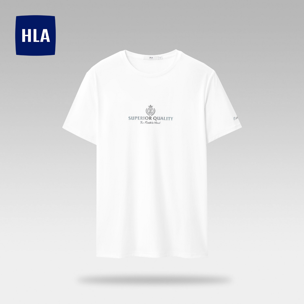 HLA - Áo thun nam ngắn tay mềm mịn cao cấp thêu chữ nổi Superior quality short sleeves white T-shirt