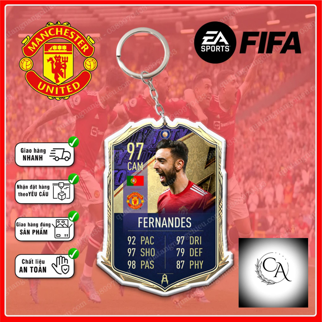 Móc Khóa Bruno Fernandes, CLB bóng đá Manchester United☘️MÓC KHÓA THẺ CẦU THỦ☘️