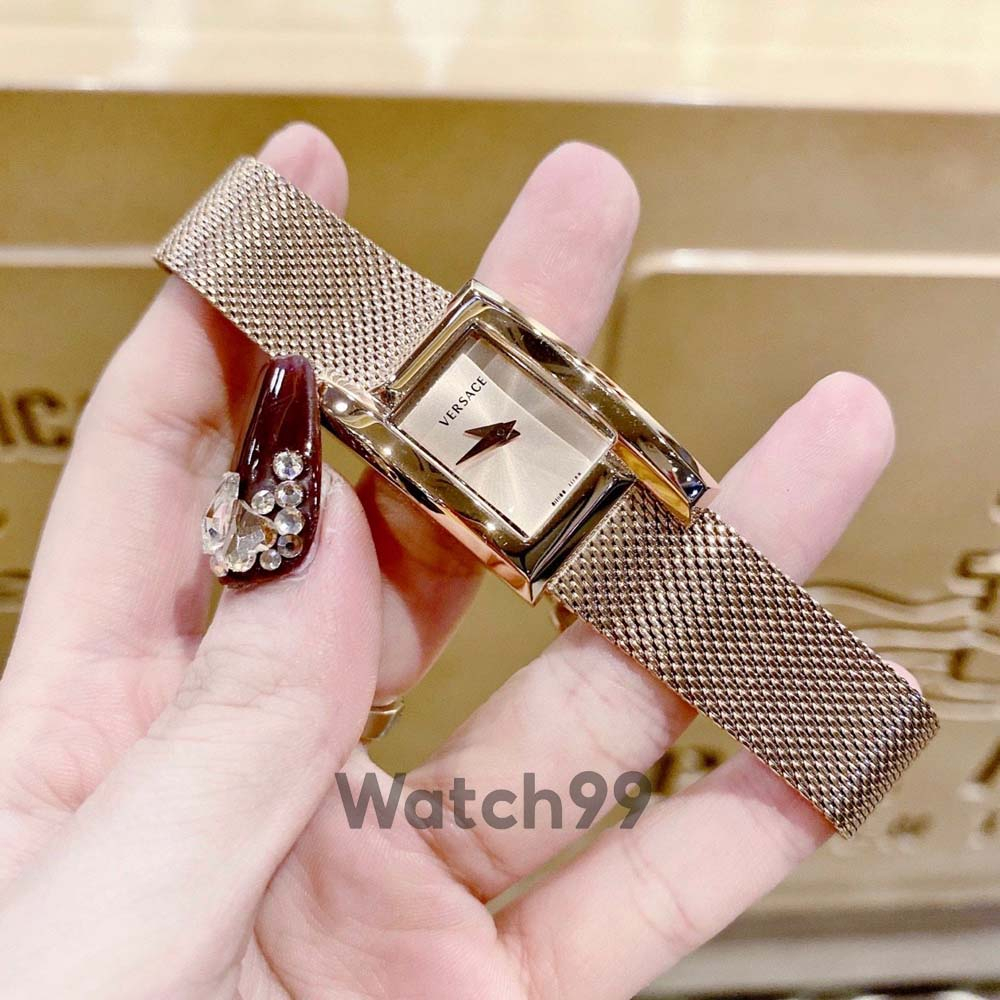Đồng hồ nữ V.e.r.s.a.c.e Greca Icon case chữ nhật cách điệu trẻ trung dây mesh nhuyễn mềm mại lên tay rất thích | BigBuy360 - bigbuy360.vn