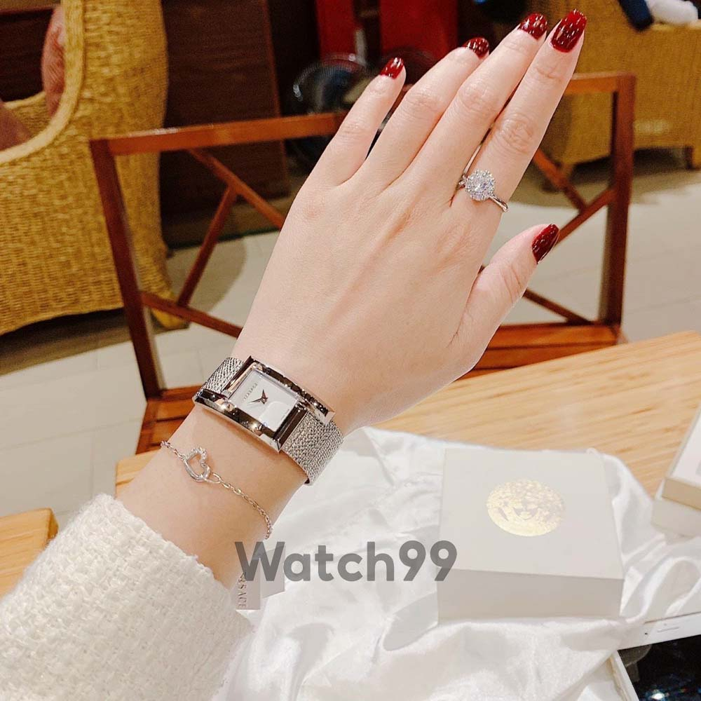 Đồng hồ nữ V.e.r.s.a.c.e Greca Icon case chữ nhật cách điệu trẻ trung dây mesh nhuyễn mềm mại lên tay rất thích | BigBuy360 - bigbuy360.vn