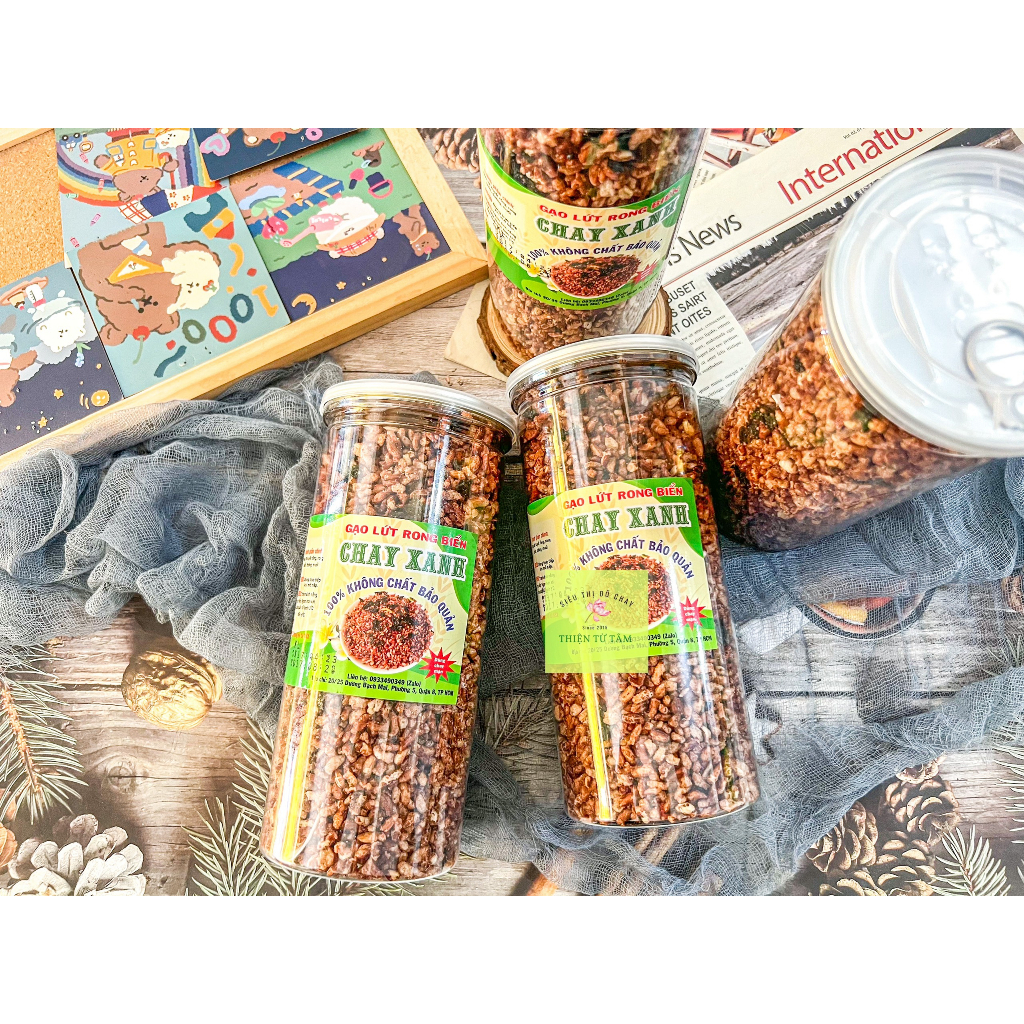 Cốm Gạo Lứt Rong Biển Chay Xanh Ăn Liền Dinh Dưỡng Hủ 250G