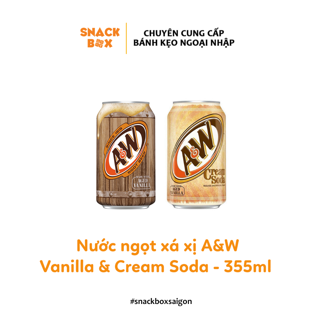 Nước Ngọt Xá Xị A&W Lon 355ml Vanilla & Cream Soda - Mỹ