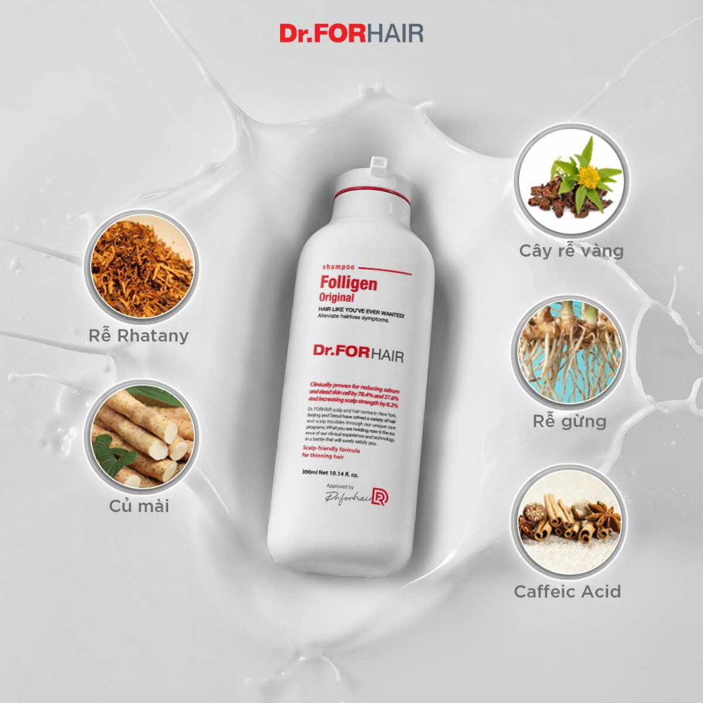 Combo gội dưỡng hỗ trợ mọc tóc giảm rụng tóc nuôi dưỡng da đầu Dr.FORHAIR Original Shampoo x Tonic Original