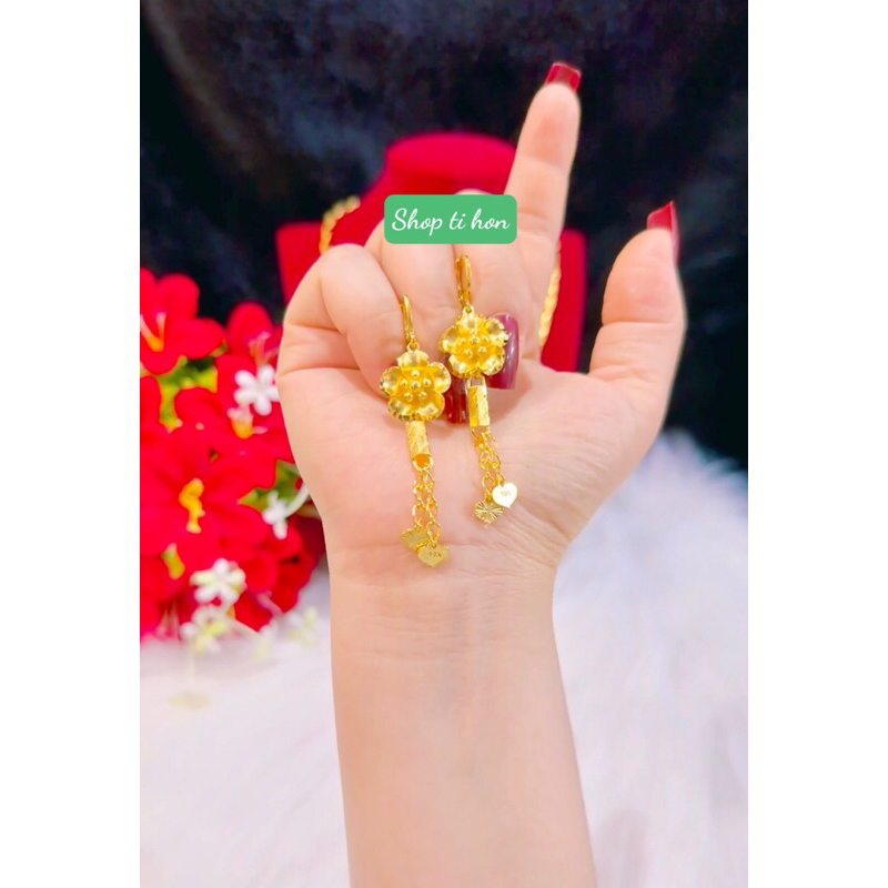 Bông cưới hoa mai tòn ten mạ vàng 24 cao cấp mẫu mới về