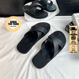 Dép sandal quai chéo nữ nam 2 màu nâu/ đen full size 30-44 sandalthoitrang
