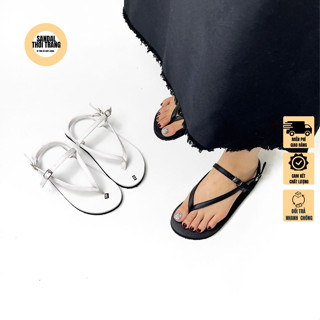 Giày sandal nữ xỏ ngón quai mảnh đế bệt (2 khóa) SANDALTHOITRANG Sandal nữ đi học di biển bigsize 34-42