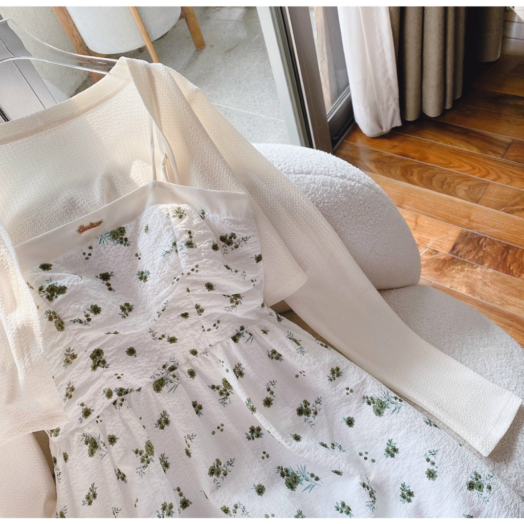 SET ĐẦM MIDI HOA VÀ ÁO KHOÁC