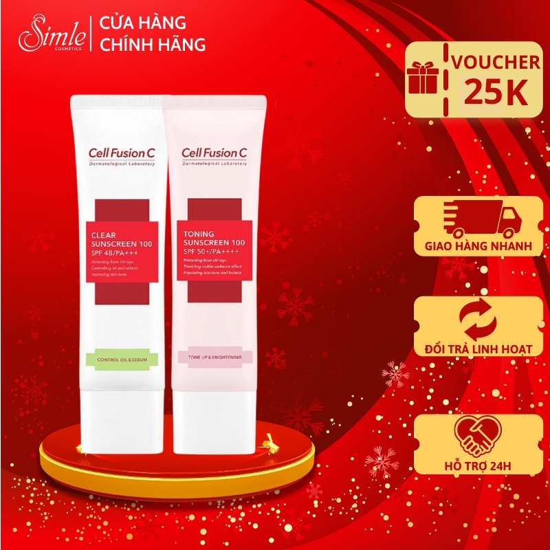 Kem Chống Nắng Nâng Tone Cell Fusion C Toning/Clear Suncreen 100 SPF 50+PA++++ 50ml