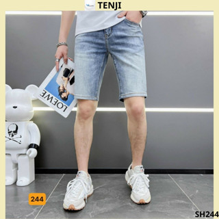 Quần short nam tenji sh244tj short jean xanh trơn wash phong cách trẻ trung tenji store 9 (44-75kg)