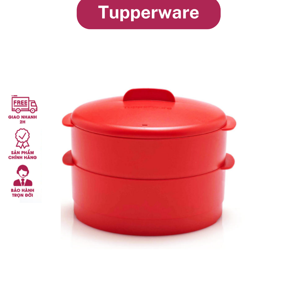 TUPPERWARE_Xửng hấp Tupperware Steam It 2 tầng màu đỏ