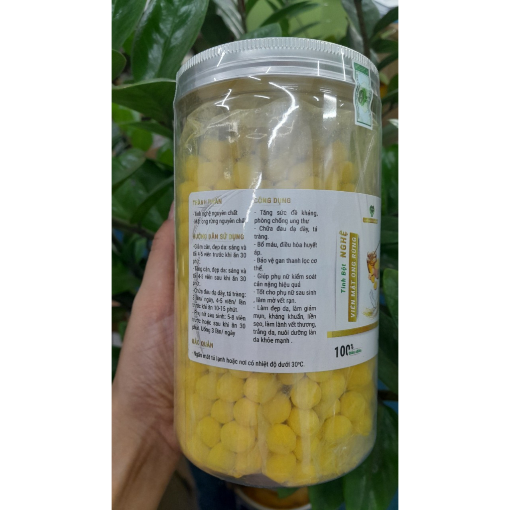 Tinh bột nghệ viên mật ong rừng Mẹ Ken hủ 500gr