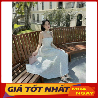 Đầm 2 Dây Hoa Xốp Kèm Dây Cổ Hoa Dáng Xòe Tiểu Thư V4028 - Yamy888