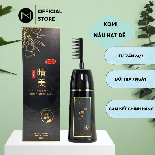 Dầu gội phủ bạc thảo dược Komi Nhật Bản Màu Nâu Hạt Dẻ dạng lược phủ màu chai 350ml