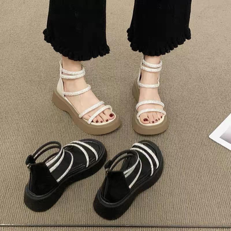 Dép Sandal chiến binh khóa kéo quai đá đế cao 5p - Giày thời trang nữ mẫu mới hè 2023 Hàng Loại 1 QC Fullbox