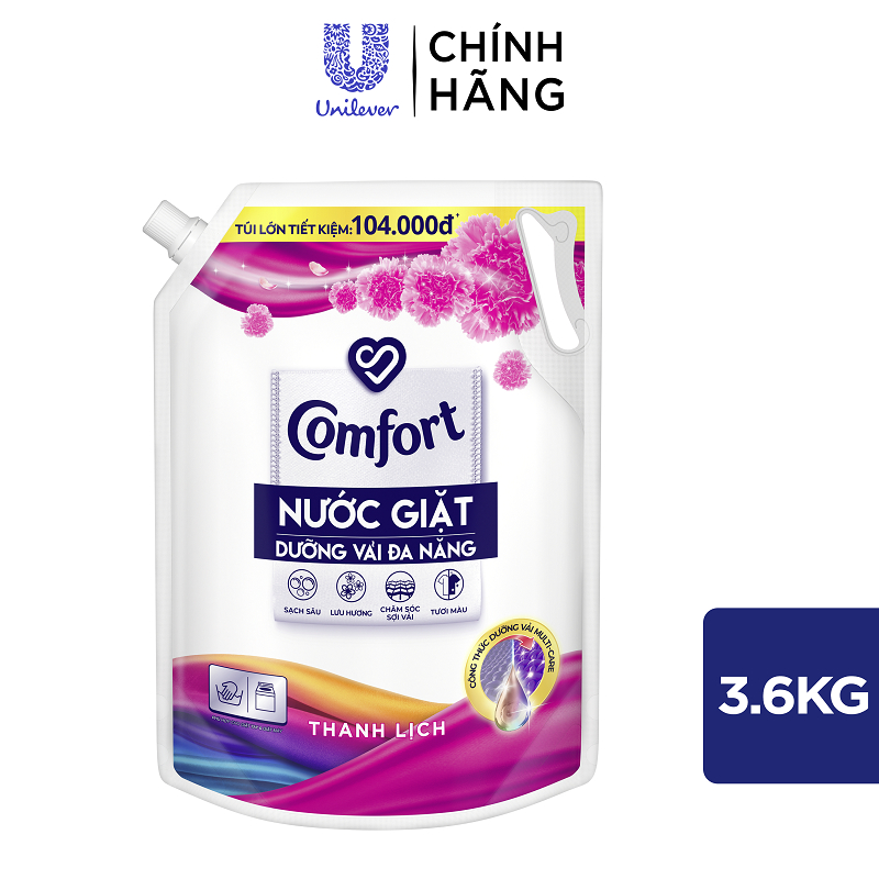 Nước giặt dưỡng vải Comfort hương Thanh Lịch túi 2,2kg / 3,6kg