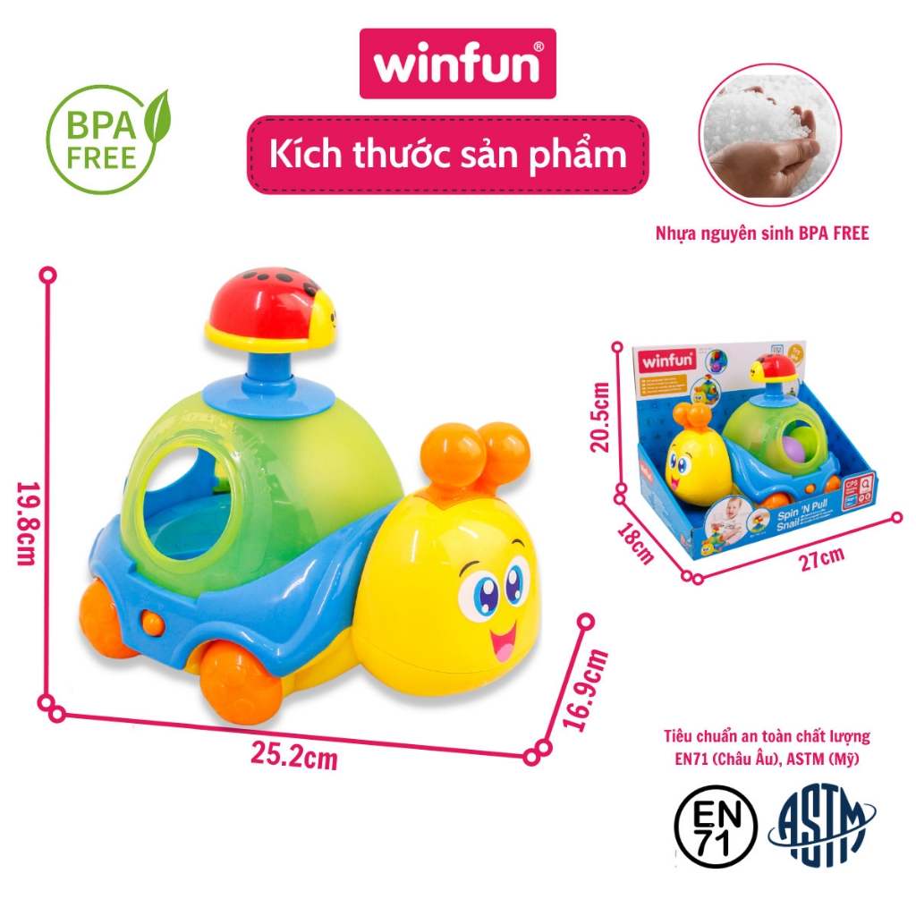 Đồ chơi ốc sên kéo dây phát nhạc kèm con quay bắn bóng Winfun 0674-NL