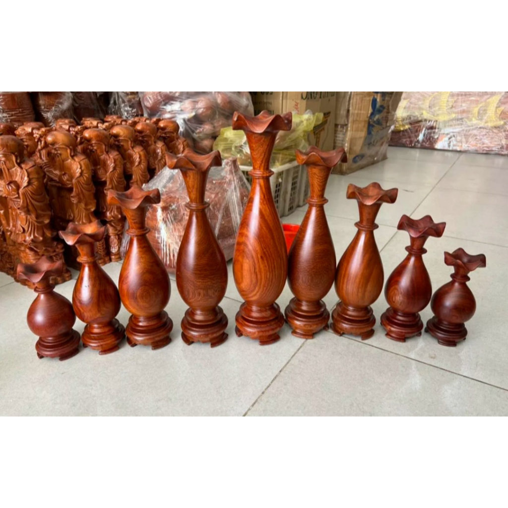 Bộ lục bình mini 9 món gỗ Hương nguyên khối