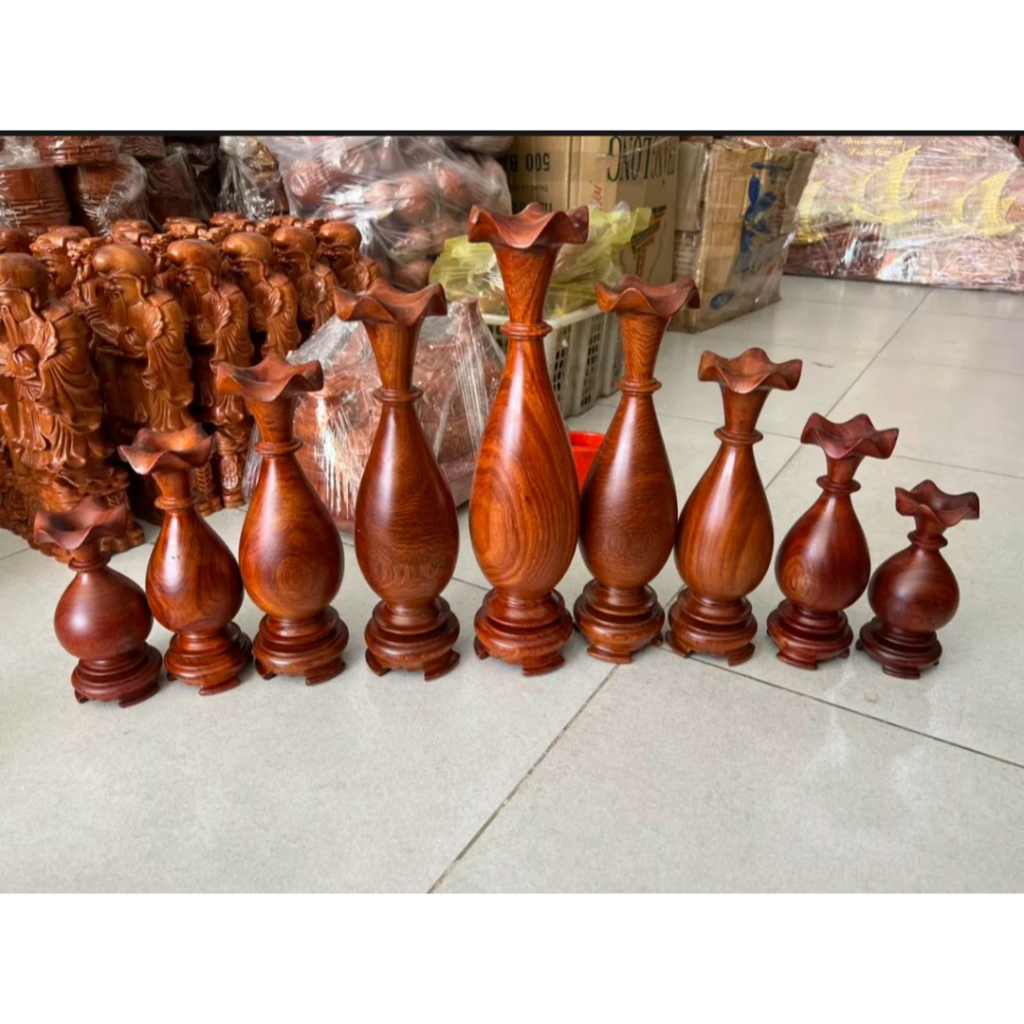 Bộ lục bình mini 9 món gỗ Hương nguyên khối