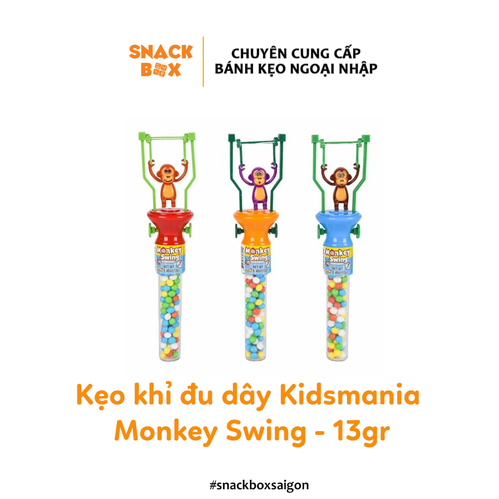 [Chính Hãng Kẹo Đồ Chơi Khỉ Đung Đưa Đu Dây Kidsmania Monkey Swing 13gr - Mỹ