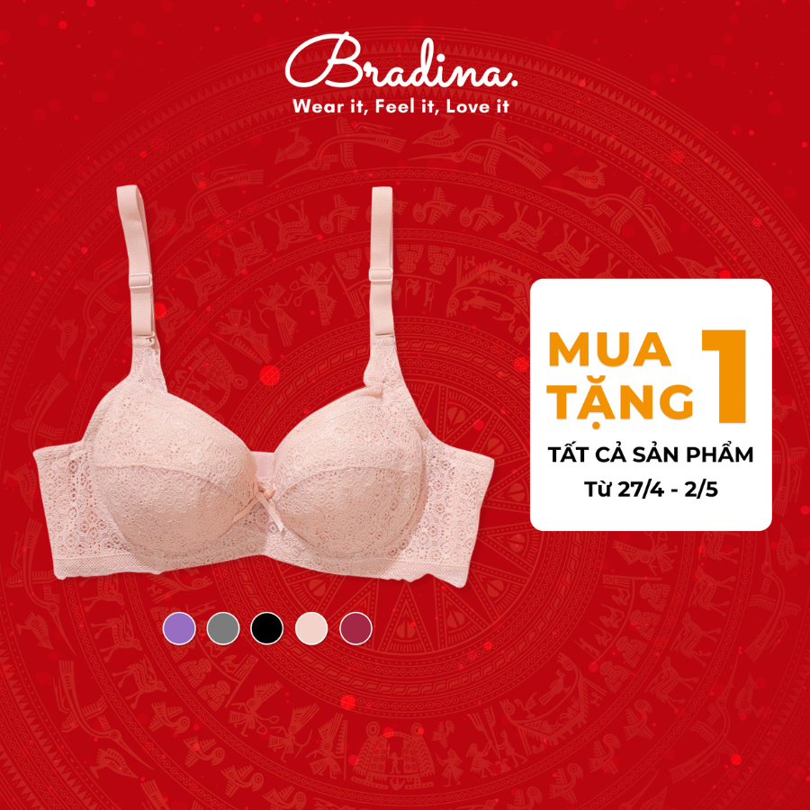 Áo lót có gọng ren hoa Bradina Floral Pushup, mút mỏng, nâng ngực chống xệ, tạo khe cho nữ ALRH