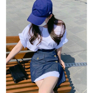 Set đầm thun kèm chân váy jeans