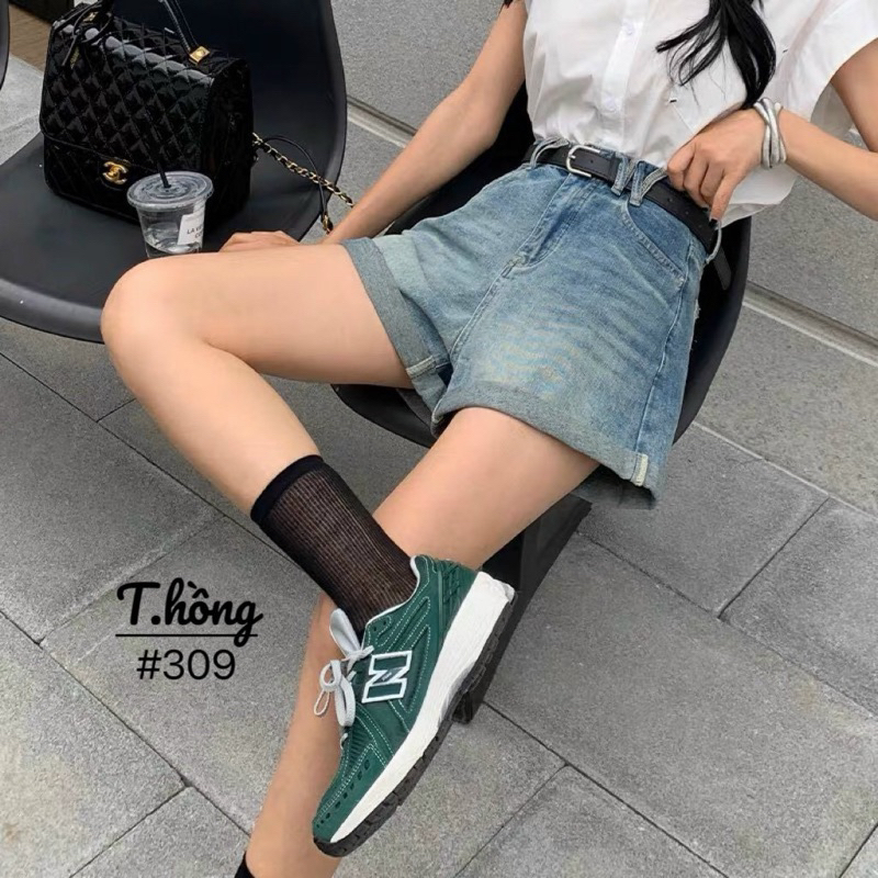 Quần short jean nữ kèm đai