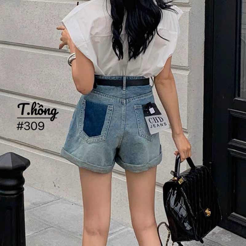 Quần short jean nữ kèm đai