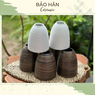 Lọ Hoa Dáng Chuông Mini Men Mộc, Bình Hoa Đẹp Trang Trí, Gốm Sứ Bát Tràng