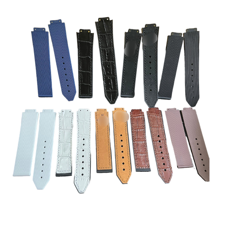 Dây đồng hồ HUB cao su, da lộn, lót da vân Nữ - size 13-19-18 Case 34( Tặng tovit thay dây)
